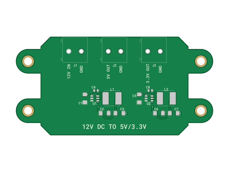 Top view of 12V Dual-Rail Power Board