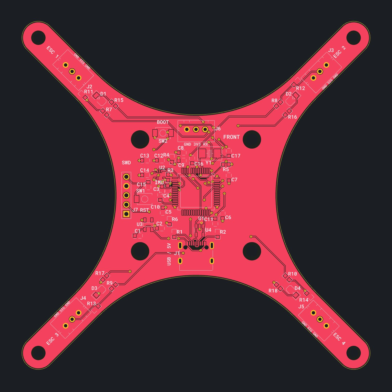 2D PCB layout of Vector X